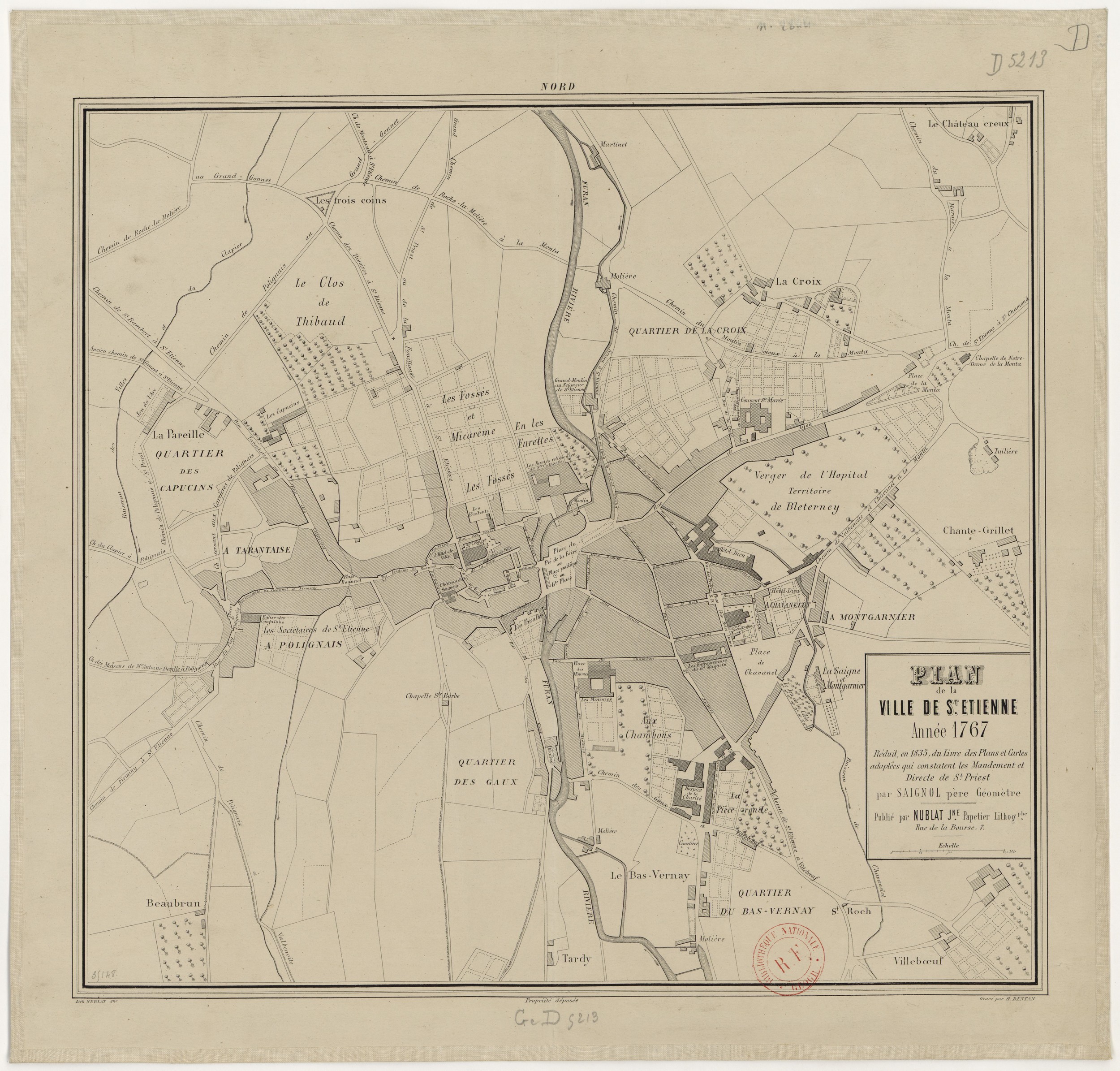 PLAN DE LA VILLE DE SAINT-ETIENNE DE 1767