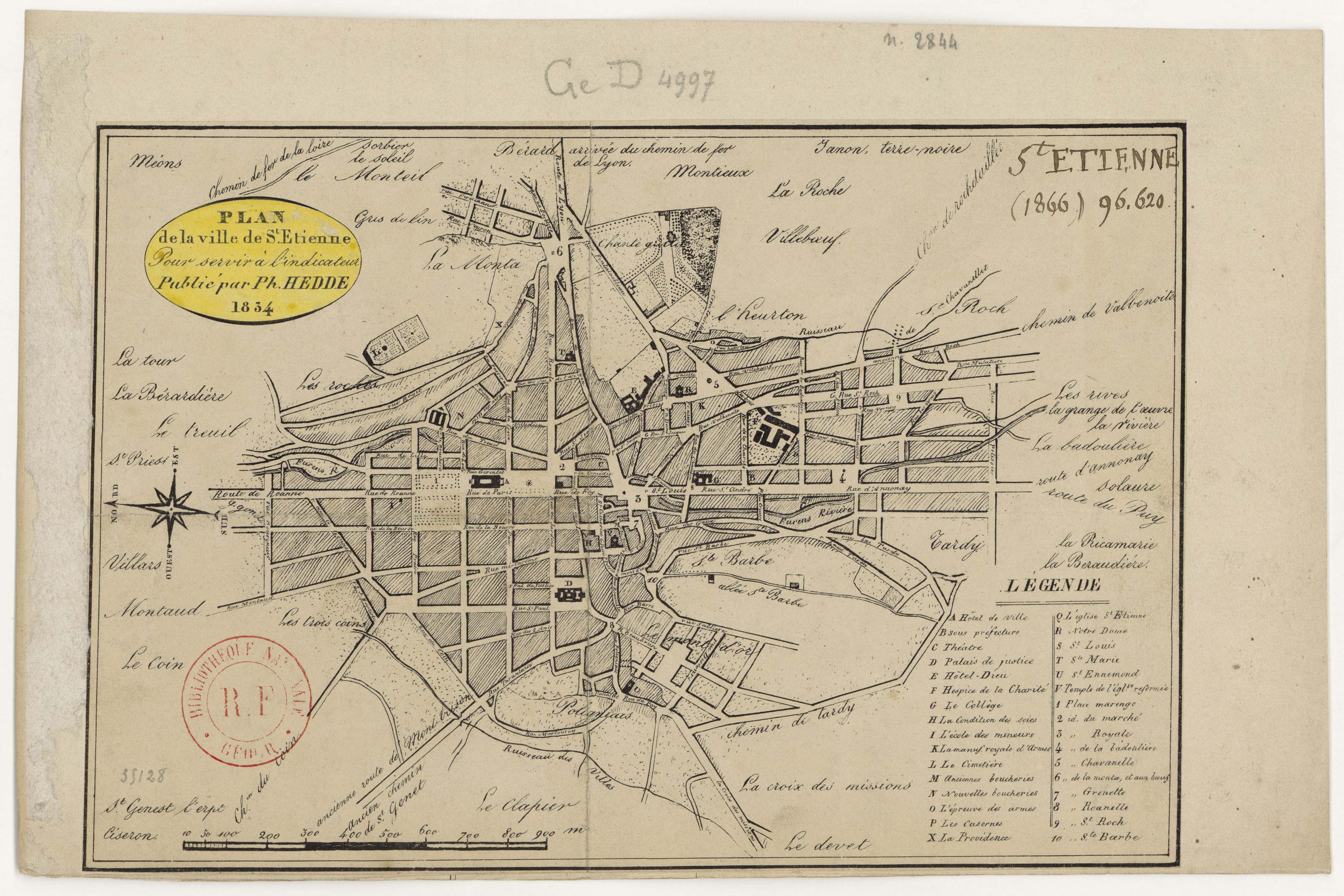 PLAN DE LA VILLE DE SAINT-ETIENNE DE 1835