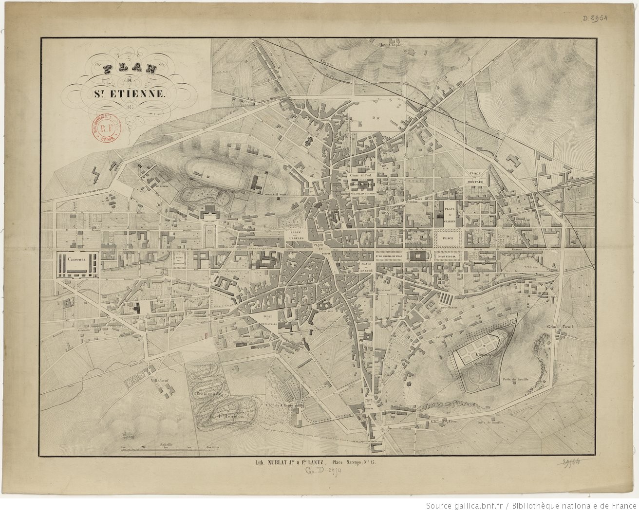 PLAN DE LA VILLE DE SAINT-ETIENNE DE 1853